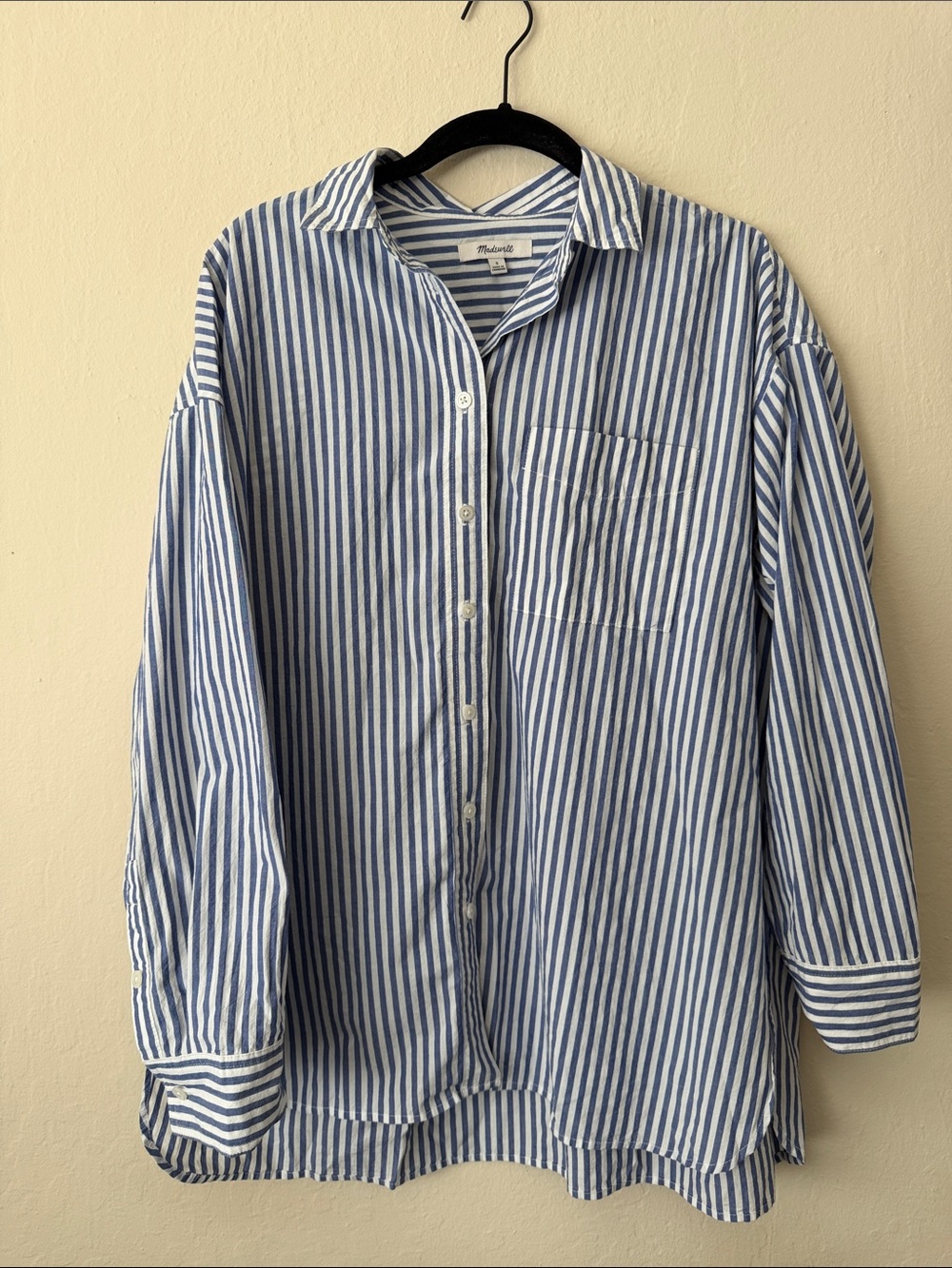 Madewell Blue and White Vertical Stripe Button-Down Shirt